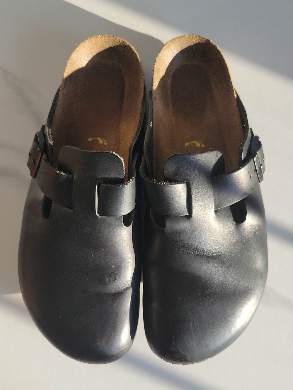 Birkenstock Boston Black Leather Slip-On Clogs